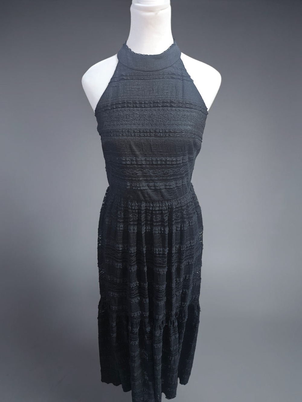 Eliza J Black Lace-Texture Maxi Dress SIZE 4 NWOT